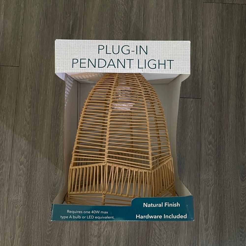 BRAND NEW Rattan Plug In Pendant Light